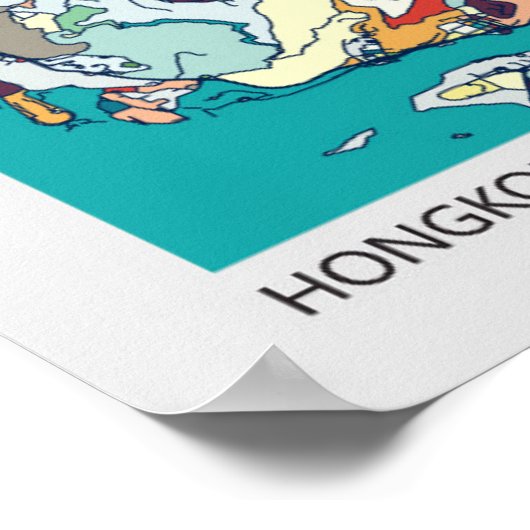香港、中国の地図 ポスター (角)