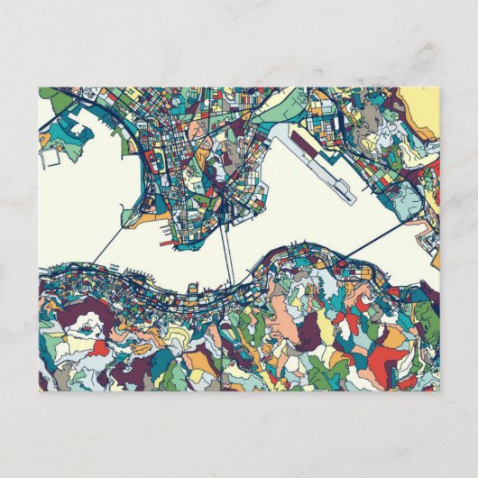 香港、中国の地図 ポストカード (正面)