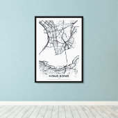 香港、中国 |白黒街の地図 キャンバスプリント (インサイチュ (ウッドフロア))
