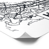 香港、中国 |白黒街の地図 ポスター (角)