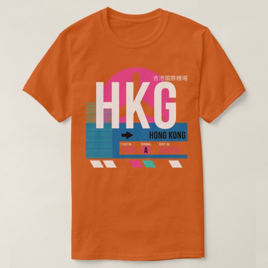 香港HKG空港コード手荷物ラベル2 Tシャツ (デザイン正面)