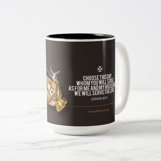 香|を選びますこの日を目覚めて下さい及びかいで下さい ツートーンマグカップ (正面右)