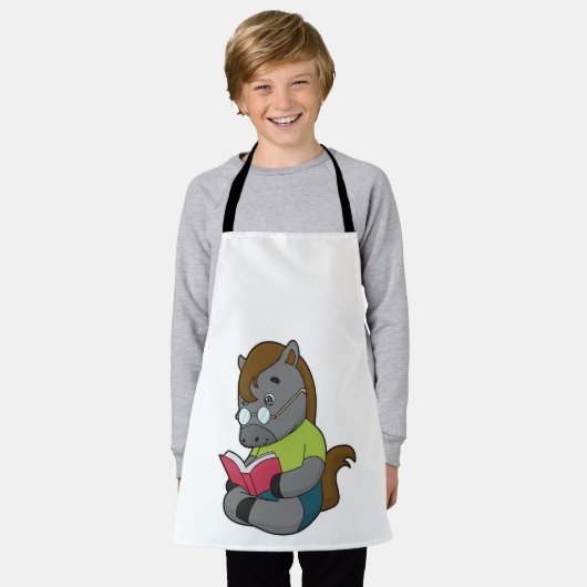 馬おたくブックグラス エプロン (着用した状態)