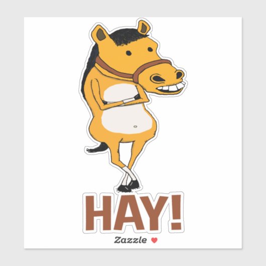 馬おもしろいが干し草を言うために寄り添った シール (シート)