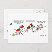 馬おもしろいと蝶のクリスマス漫画はがき シーズンポストカード (正面/裏面)