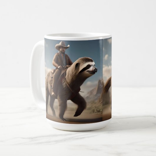 馬おもしろいに乗ったカウボーイ コーヒーマグカップ (正面左)