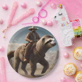 馬おもしろいに乗ったカウボーイ ペーパープレート (パーティー)