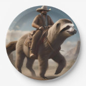 馬おもしろいに乗ったカウボーイ ペーパープレート (正面)