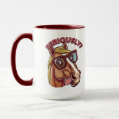 🐴馬おもしろいのマグ – "真剣に！" マグカップ (左)