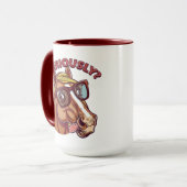 🐴馬おもしろいのマグ – "真剣に！" マグカップ (正面左)