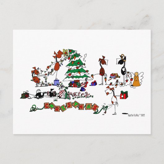 馬おもしろいの飾牧草絵葉書 ポストカード (正面)