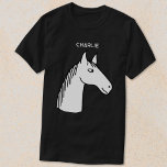 馬おもしろいパーソナライズされた Tシャツ<br><div class="desc">動物おもしろいや馬、乗馬を愛する人のための漫画の馬のデザイン。名前をパーソナライズに変更。</div>