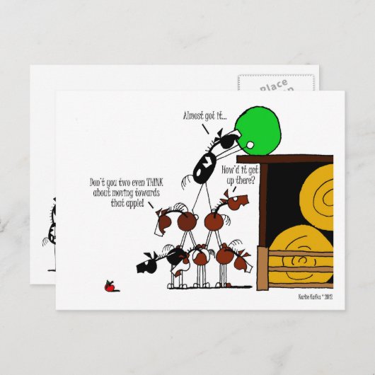 馬おもしろいピラミッド漫画 ポストカード (正面/裏面)