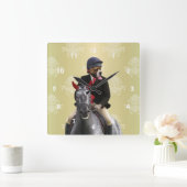 馬おもしろい乗りキャラクター スクエア壁時計 (ホーム)