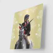 馬おもしろい乗りキャラクター スクエア壁時計 (傾斜)