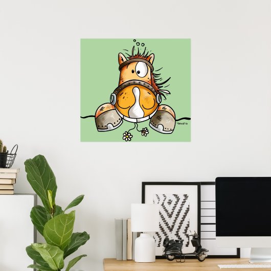 馬おもしろい漫画 ポスター (ホームオフィス)