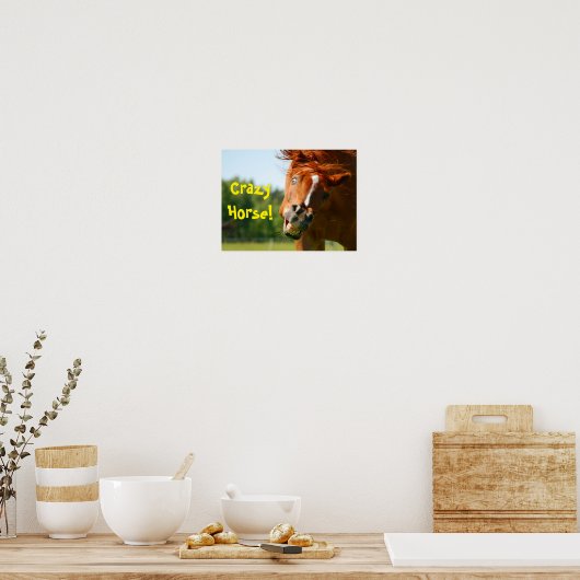 馬おもしろい熱狂する動物 ポスター (キッチン)