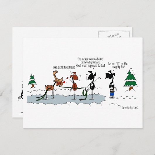 馬おもしろい盗み漫画はがき ポストカード (正面/裏面)