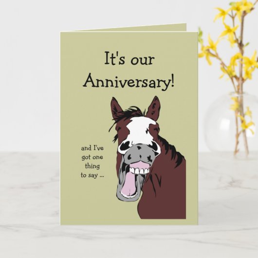 馬おもしろい記念日の漫画の配偶者またはパートナー カード (黄色い花)