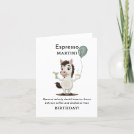 馬おもしろい誕生日カードコーヒーとマルティーニ サンキューカード