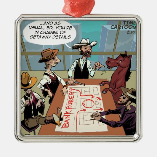 馬おもしろい銀行強盗 メタルオーナメント (正面)