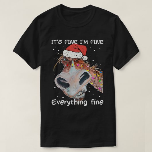 馬おもしろい馬クリスマスIt_s 素晴らし I_mエバ素晴らしー Tシャツ (デザイン正面)