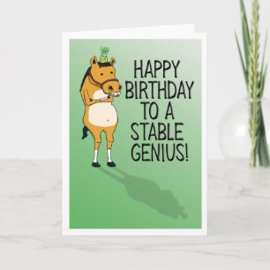 馬おもしろい馬安定天才誕生日 カード