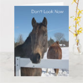 馬おもしろい50番誕生日 カード (黄色い花)