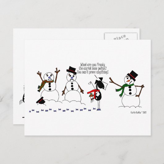 馬おもしろい&雪だるま漫画はがき ポストカード (正面/裏面)