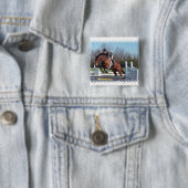 馬およびショーの跳躍の正方形Pin 缶バッジ (インサイチュ)