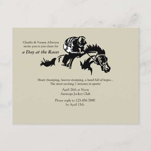 馬およびジョッキーの郵便はがき インビテーションポストカード (正面)