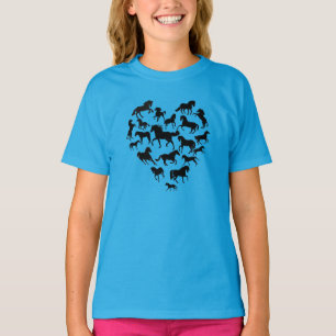 馬およびハートのTシャツ Tシャツ