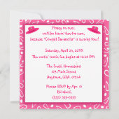 馬およびピンクのペイズリーの女性のカーボーイの誕生会 招待状 (裏面)