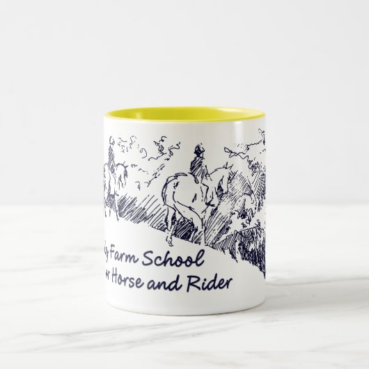 馬およびライダーのための渦の農場の学校 ツートーンマグカップ (中央)