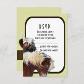 馬および子馬乗馬の結婚R.S.V.P 出欠カード (正面/裏面)
