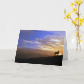 馬および日没の悔やみや弔慰カード カード (黄色い花)