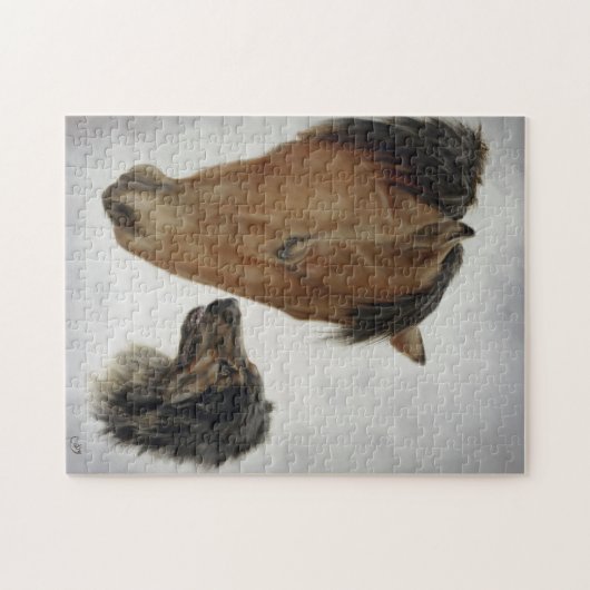 馬および犬のパズル ジグソーパズル (横)