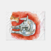 馬および猫 フリースブランケット (正面(横))