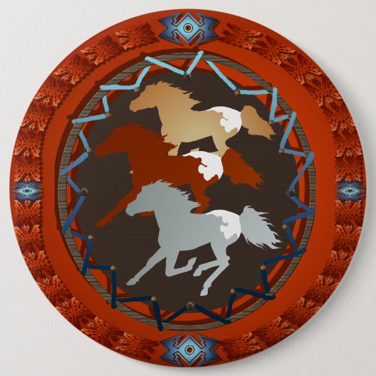 馬および盾ボタン 缶バッジ (正面)