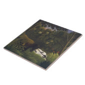 馬および睡眠の黒人男性を攻撃しているトラ( タイル (側面)