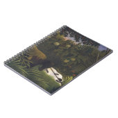 馬および睡眠の黒人男性を攻撃しているトラ( ノートブック (左側)