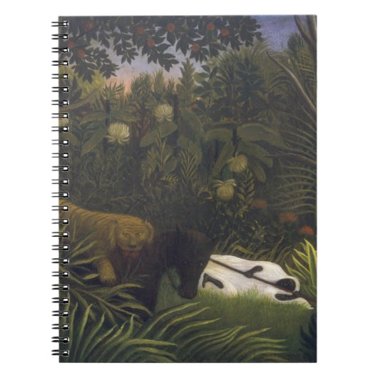 馬および睡眠の黒人男性を攻撃しているトラ( ノートブック (正面)