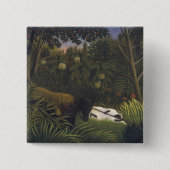 馬および睡眠の黒人男性を攻撃しているトラ( 缶バッジ (正面)