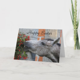 馬および花のハッピーイースター カード