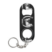 馬および蹄鉄の傷の芸術 キーホルダー栓抜き (正面)