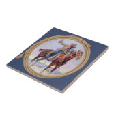 馬および飲み物を棚上げになっている西部のカウボーイ タイル (側面)