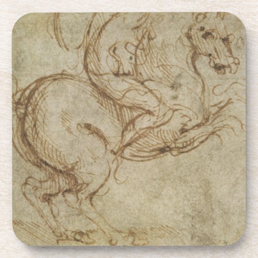 馬および騎士(紙でペンとインク) コースター (正面)