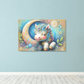 馬お洒落と三日月 キャンバスプリント (インサイチュ (ウッドフロア))