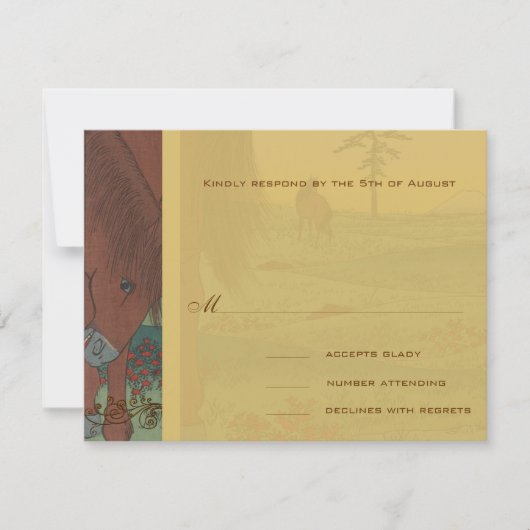馬お洒落の結婚応答カード 出欠カード (正面)