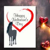 馬かわいらしとハートハッピーバレンタインデー シーズンポストカード